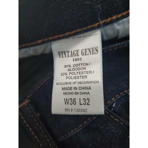 Vintage Genes Mens Jeans Blue Size 36X32 Cotton Blend Button Zip Pockets Skinny - Picture 8 of 12